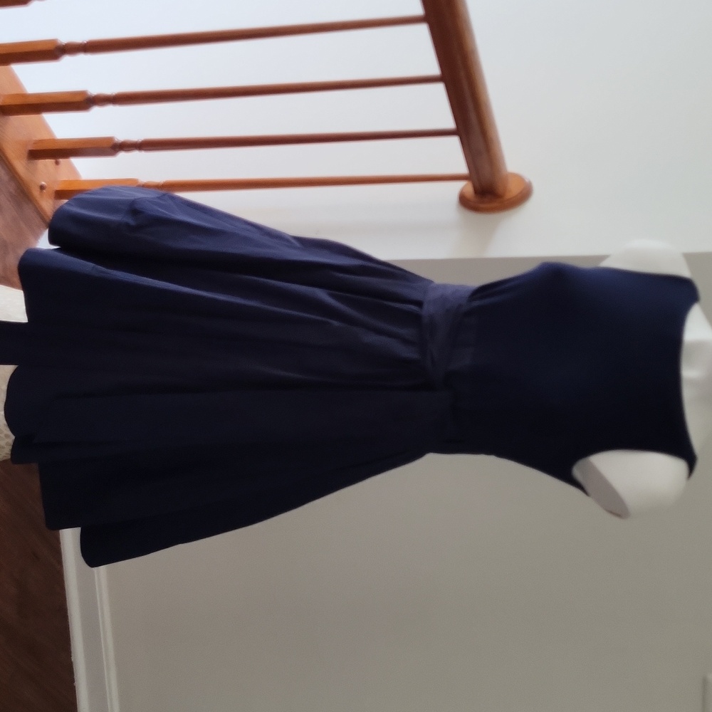 Lauren Ralph Lauren Navy Sleeveless A-Line Tie-Waist Midi Dress - Picture 4 of 5